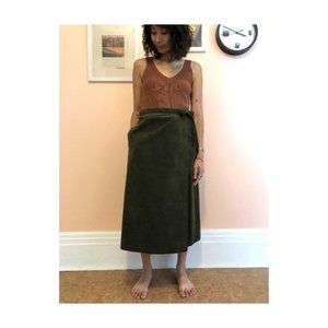 Vintage Suede Brodkin Forest Green Wrap Skirt